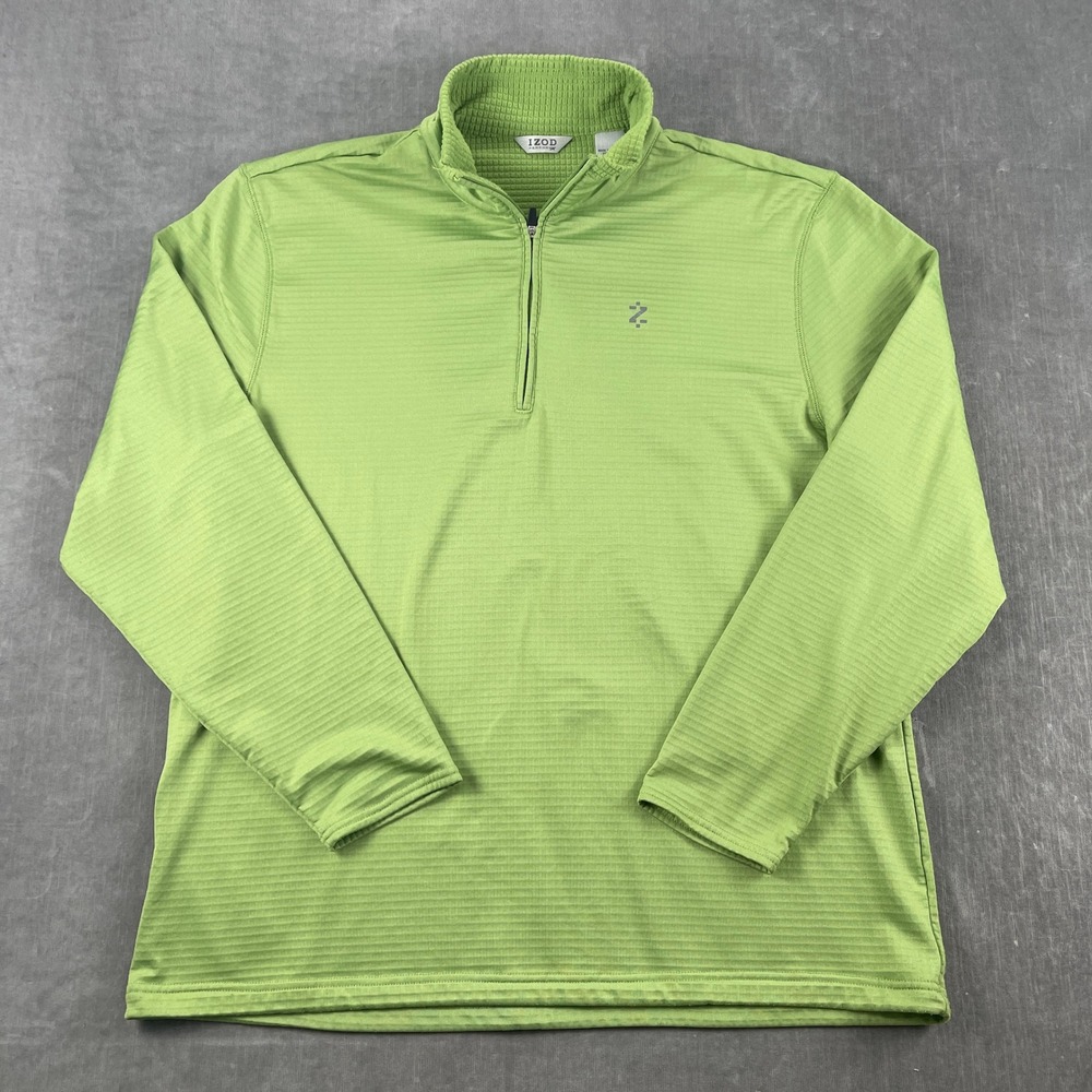 IZOD Mens XL Green Pullover PerformX 1/4 Zip Grid Fleece Activewear